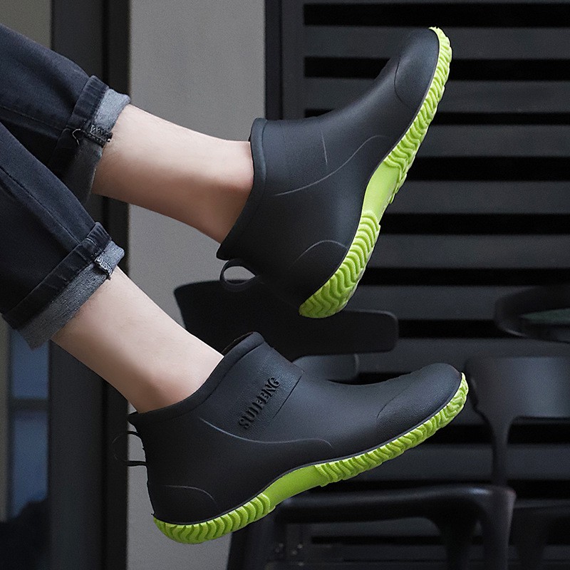 Men's And Women's Water Boots Waterproof Non-slip Kitchen Work Waterproof Rubber Shoes Low Top Wear-resistant