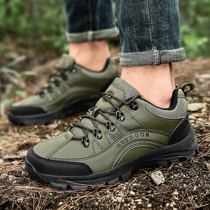 Cross-border Extra Large Size Hiking Shoes Men's Autumn And Winter Outdoor Sports Shoes Leather Low Top Hiking Shoes